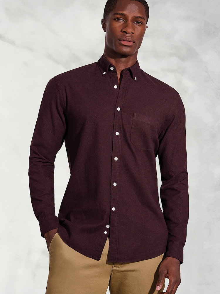 Brook Taverner Red Melange Brushed Shirt - Image 1 of 5 Brook Taverner Red Melange Brushed Shirt - Image 1 of 5