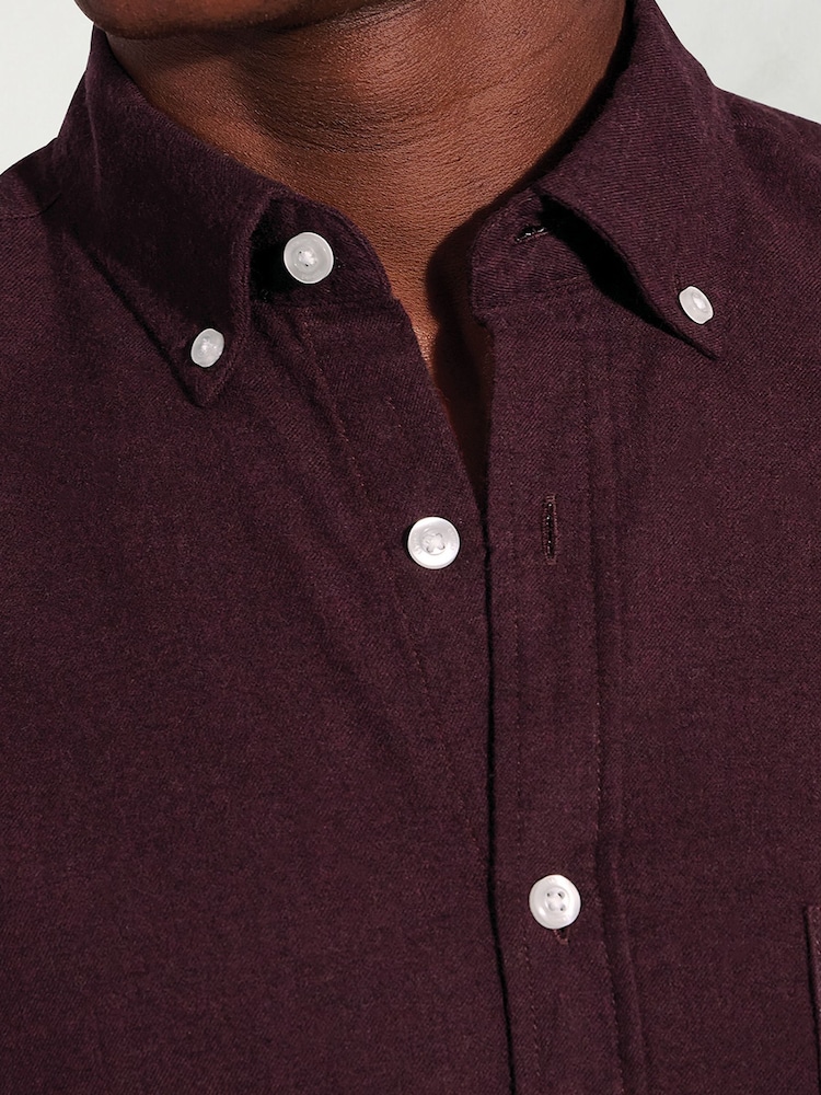 Brook Taverner Red Melange Brushed Shirt - Image 2 of 5 Brook Taverner Red Melange Brushed Shirt - Image 2 of 5