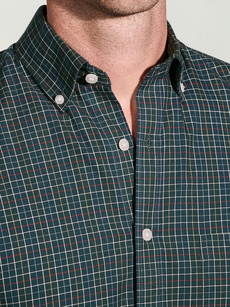 Brook Taverner Green Small Tattersall Check Cotton Shirt - Image 2 of 5 Brook Taverner Green Small Tattersall Check Cotton Shirt - Image 2 of 5