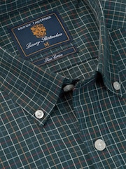 Brook Taverner Green Small Tattersall Check Cotton Shirt - Image 4 of 5
