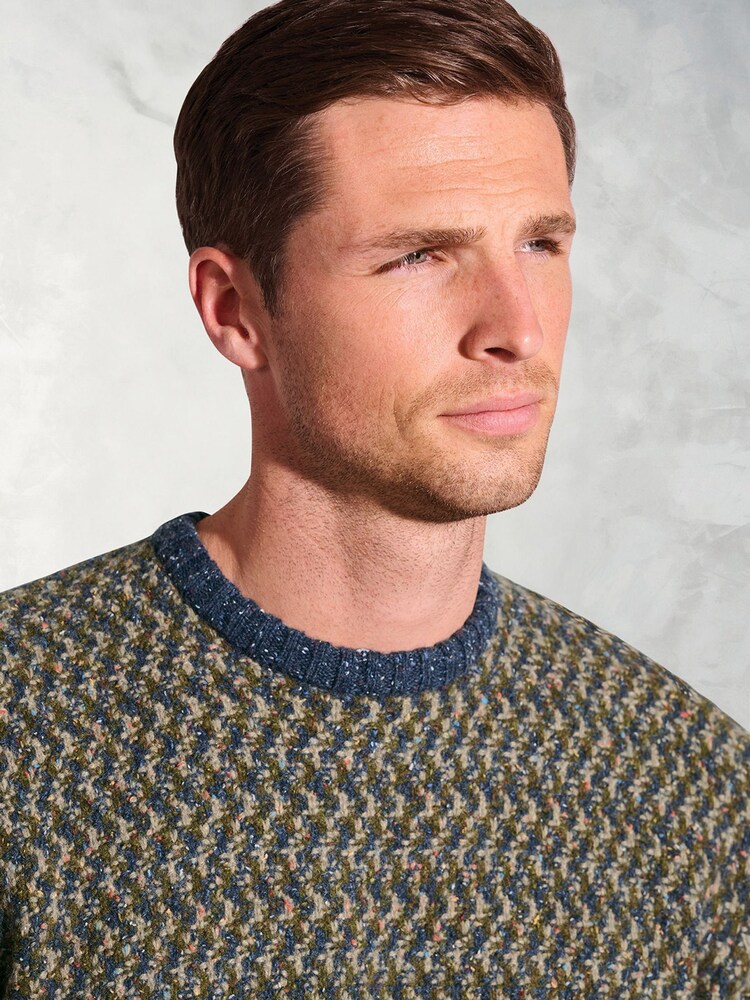 Brook Taverner Green Textured Nep Lambswool Crew Neck Jumper - Image 3 of 3