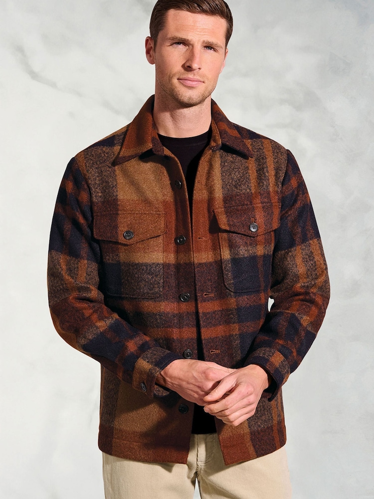 Brook Taverner Brown Rustic Check Overshirt - Image 1 of 5