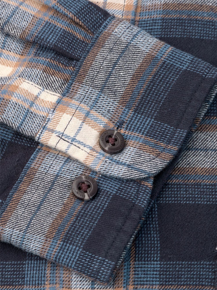 Brook Taverner Blue Shadow Check Cotton Shirt - Image 6 of 6 Brook Taverner Blue Shadow Check Cotton Shirt - Image 6 of 6