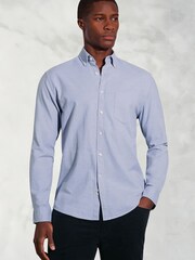 Brook Taverner Blue Melange Brushed Cotton Shirt - Image 1 of 5