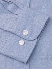 Brook Taverner Blue Melange Brushed Cotton Shirt - Image 5 of 5