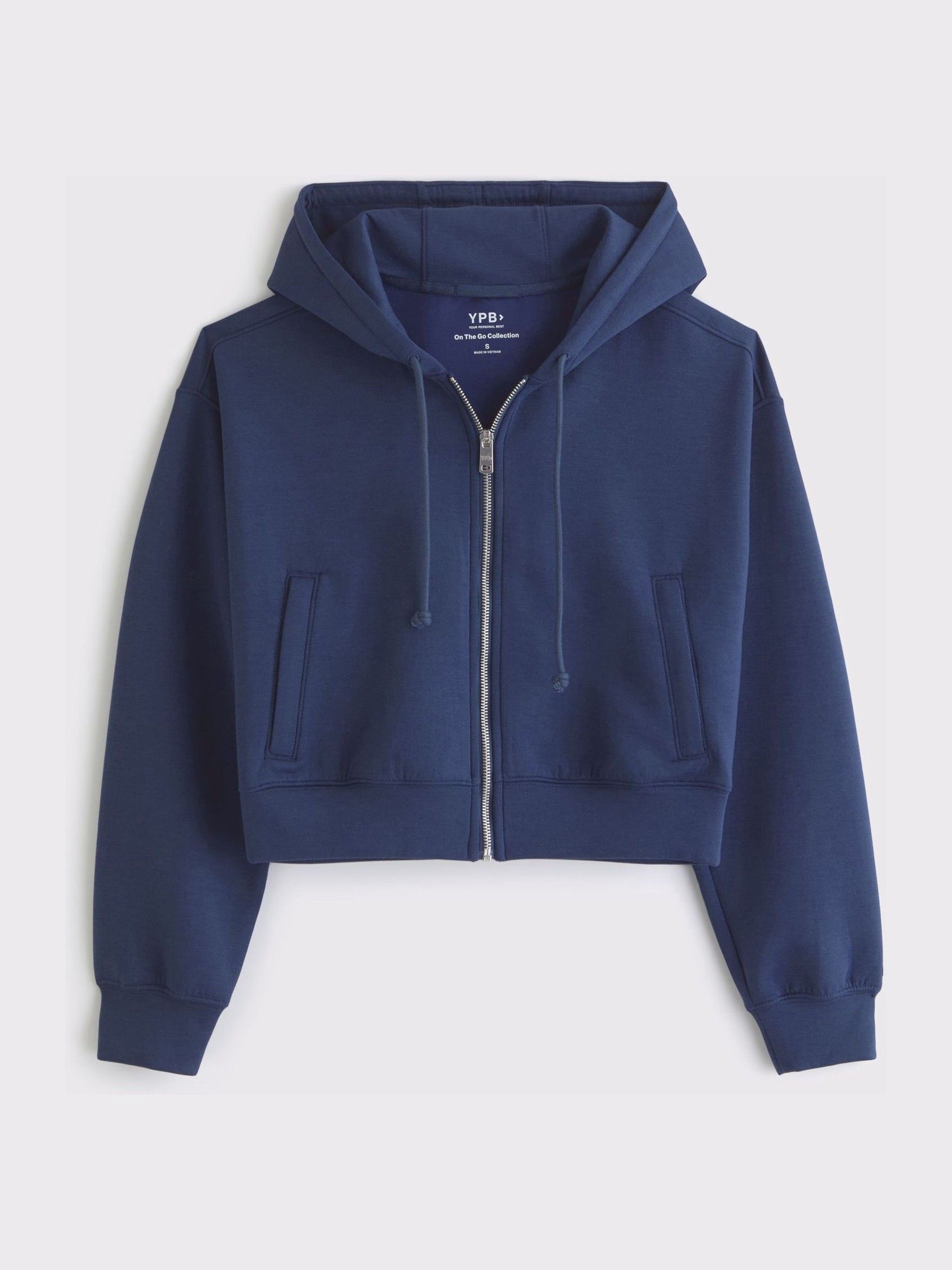 Buy YPB Abercrombie & Fitch Blue Neo Knit Cropped Full Zip Hoodie