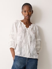 Jigsaw White Textured Jacquard Top - Image 1 of 5