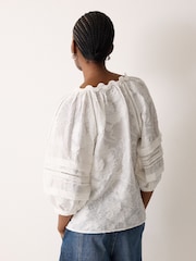 Jigsaw White Textured Jacquard Top - Image 2 of 5