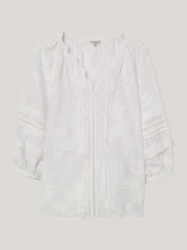 Jigsaw White Textured Jacquard Top - Image 5 of 5