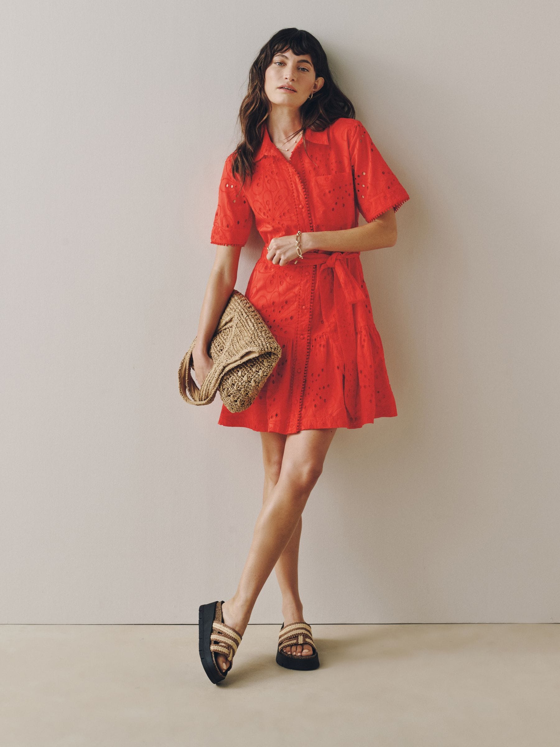 ワンピース THE RED THREAD S logo belt dress Buy Red Broderie Tie Waist Shirt Dress from Next USA