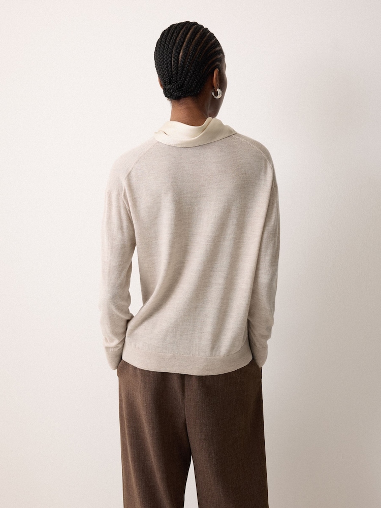 Jigsaw Cream Silk Scarf Sweater - Image 2 of 5 Jigsaw Cream Silk Scarf Sweater - Image 2 of 5
