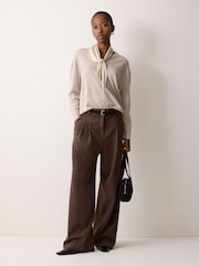 Jigsaw Cream Silk Scarf Sweater - Image 3 of 5