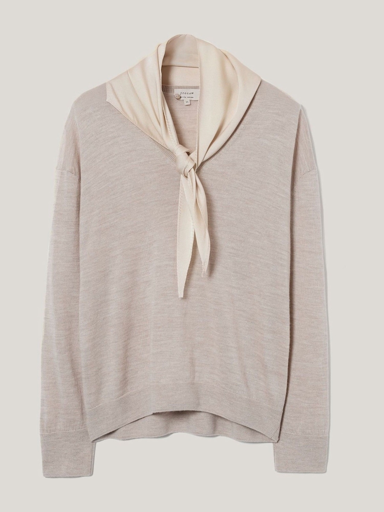 Jigsaw Cream Silk Scarf Sweater - Image 5 of 5 Jigsaw Cream Silk Scarf Sweater - Image 5 of 5