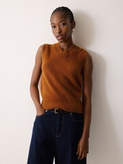 Jigsaw Orange Cloud Cashmere V-Neck Tank - Image 2 of 5