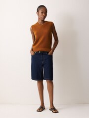 Jigsaw Orange Cloud Cashmere V-Neck Tank - Image 3 of 5