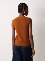 Jigsaw Orange Cloud Cashmere V-Neck Tank - Image 4 of 5