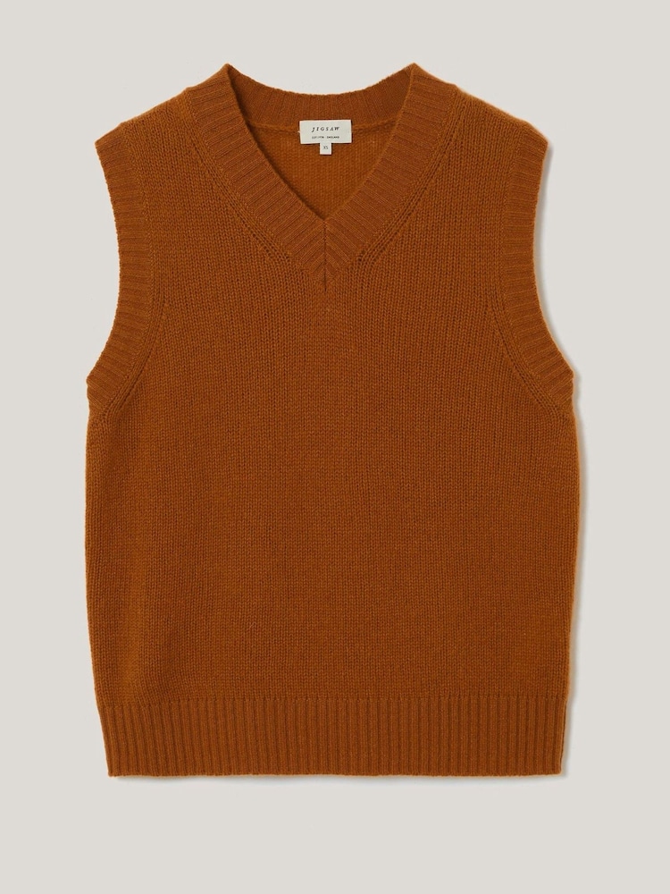 Jigsaw Orange Cloud Cashmere V-Neck Tank - Image 5 of 5 Jigsaw Orange Cloud Cashmere V-Neck Tank - Image 5 of 5