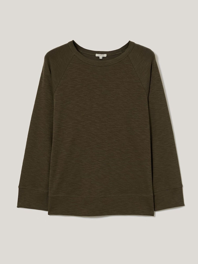 Jigsaw Green Cotton Luxe Raglan T-Shirt - Image 5 of 5