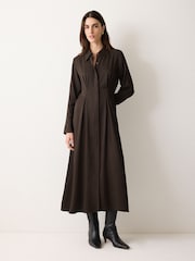 Jigsaw Brown Relaxed Drape Shirt Dress - Image 1 of 6
