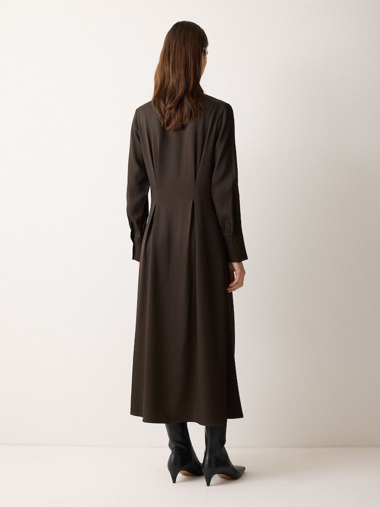 Jigsaw Brown Relaxed Drape Shirt Dress - Image 2 of 6 Jigsaw Brown Relaxed Drape Shirt Dress - Image 2 of 6