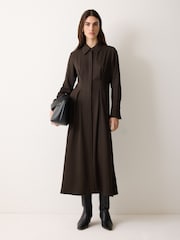 Jigsaw Brown Relaxed Drape Shirt Dress - Image 3 of 6