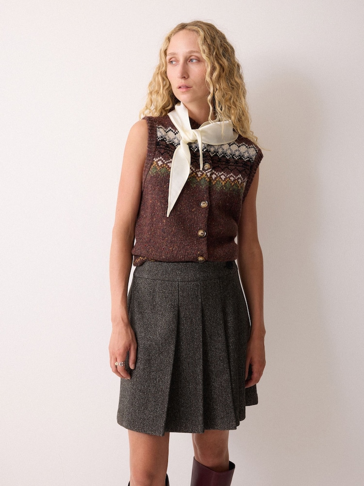 Jigsaw Brown Wool Twill Mini Skirt - Image 1 of 2
