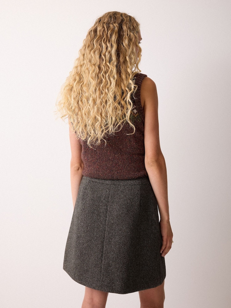 Jigsaw Brown Wool Twill Mini Skirt - Image 2 of 2