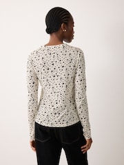 Jigsaw Cream Polka Dot Long Sleeve T-Shirt - Image 2 of 5