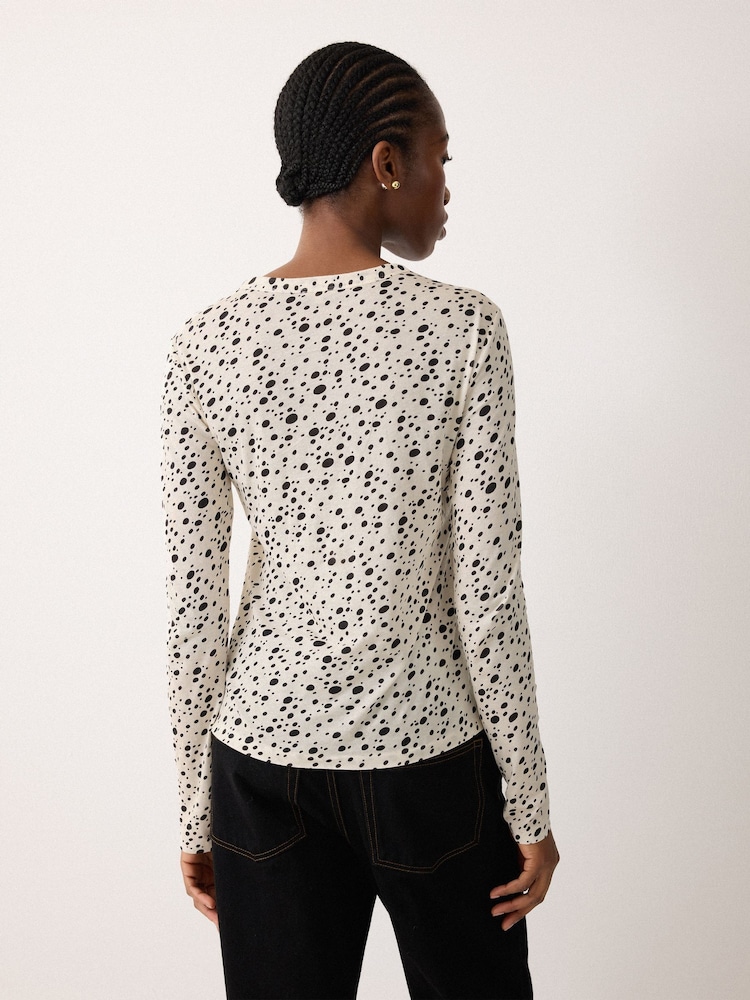 Jigsaw Cream Polka Dot Long Sleeve T-Shirt - Image 2 of 5