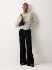 Jigsaw Cream Polka Dot Long Sleeve T-Shirt - Image 3 of 5