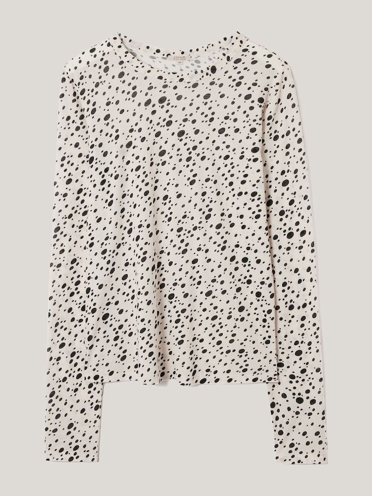 Jigsaw Cream Polka Dot Long Sleeve T-Shirt - Image 5 of 5