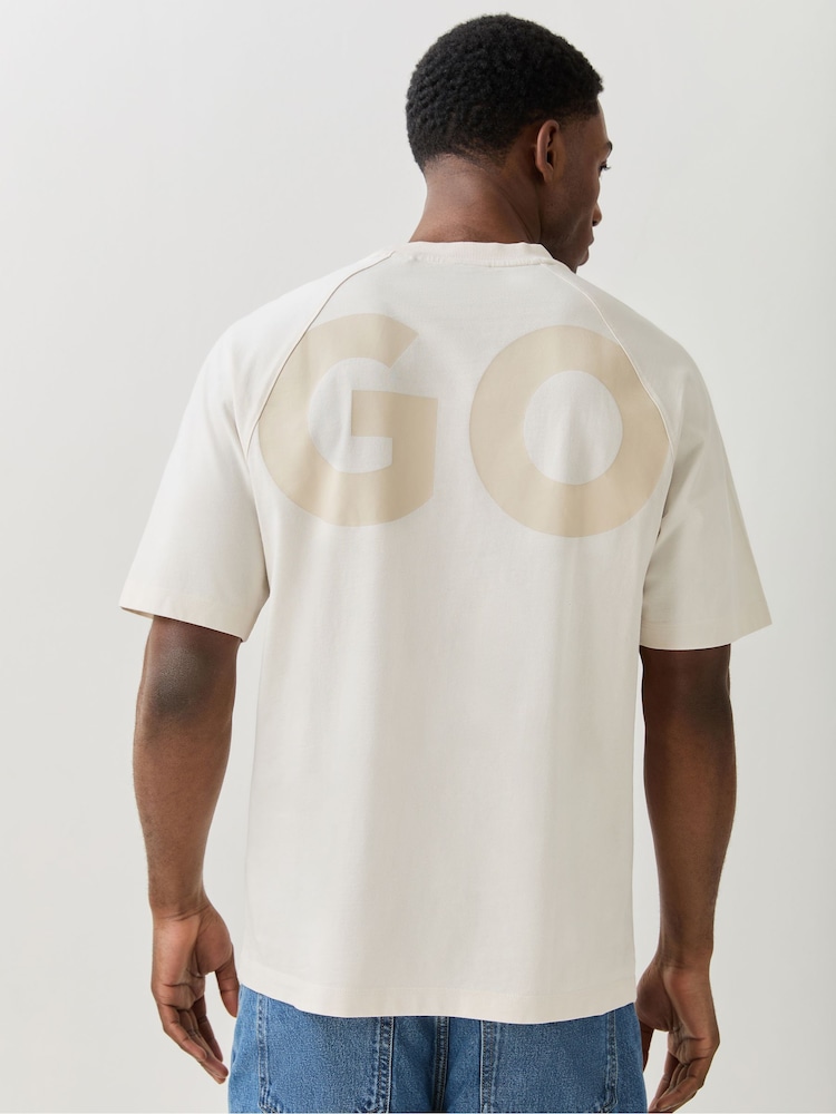 HUGO White Large Logo Printed T-Shirt - Image 2 of 5 HUGO White Large Logo Printed T-Shirt - Image 2 of 5