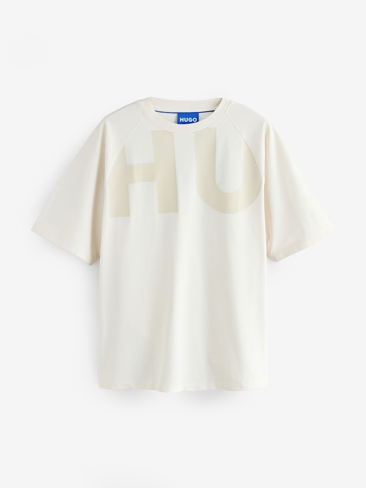 HUGO White Large Logo Printed T-Shirt - Image 5 of 5 HUGO White Large Logo Printed T-Shirt - Image 5 of 5