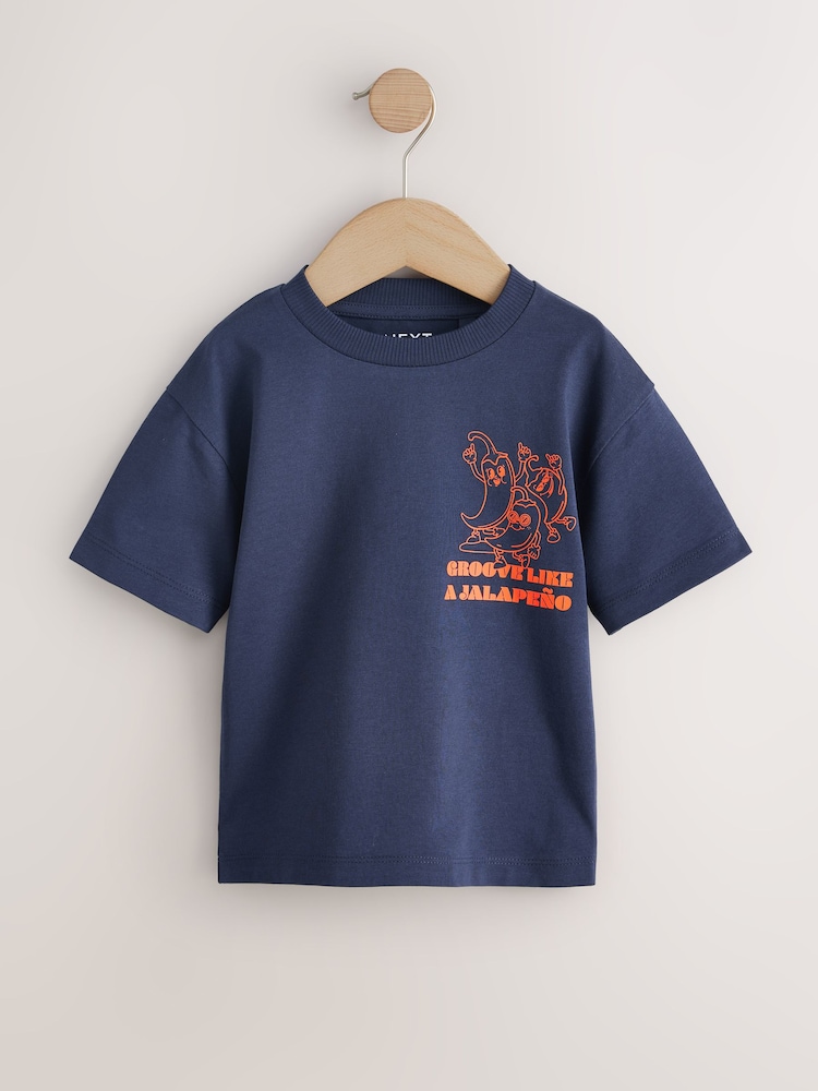 Orange Dancing Chillies Short Sleeve Back Print T-Shirt (3mths-7yrs) - Image 1 of 4 Orange Dancing Chillies Short Sleeve Back Print T-Shirt (3mths-7yrs) - Image 1 of 4