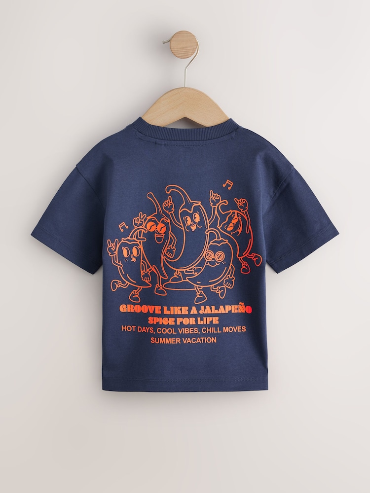 Orange Dancing Chillies Short Sleeve Back Print T-Shirt (3mths-7yrs) - Image 2 of 4 Orange Dancing Chillies Short Sleeve Back Print T-Shirt (3mths-7yrs) - Image 2 of 4