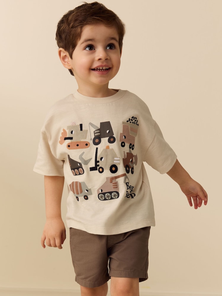 White Neutral Diggers Short Sleeve Appliqué T-Shirt (3mths-7yrs) - Image 1 of 8