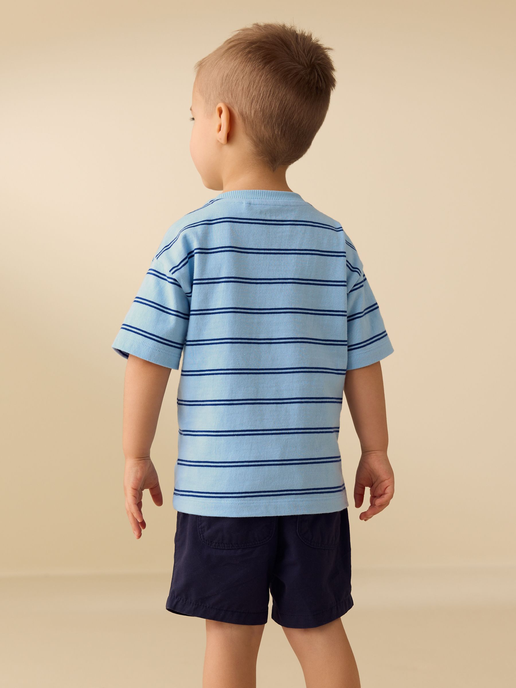 Buy Blue Stripe Sealife Boat Short Sleeve Interactive T-Shirt