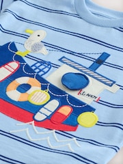 Blue Stripe Sealife Boat Short Sleeve Interactive T-Shirt (3mths-7yrs) - Image 8 of 9