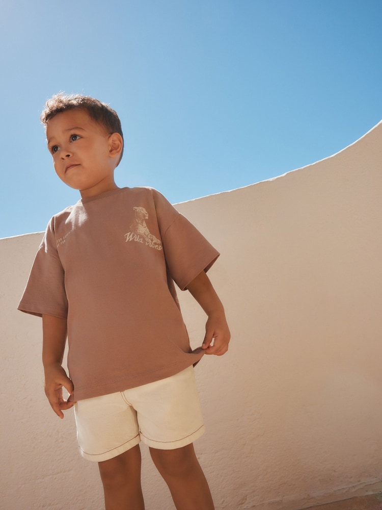 Neutral / Tan Wild Vibes Tiger Short Sleeve Back Print T-Shirt (3mths-7yrs) - Image 2 of 11 Neutral / Tan Wild Vibes Tiger Short Sleeve Back Print T-Shirt (3mths-7yrs) - Image 2 of 11