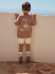 Neutral / Tan Wild Vibes Tiger Short Sleeve Back Print T-Shirt (3mths-7yrs) - Image 5 of 11