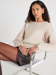 River Island Cream Structured Sleeve Jumper - Image 1 of 4