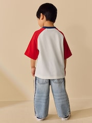 White/Burgundy Raglan Varsity Tiger Short Sleeve Graphic T-Shirt (3mths-7yrs) - Image 3 of 4