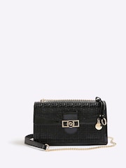 River Island Black Patent Logo Panelled Shoulder Bag - Image 2 of 6
