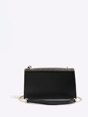 River Island Black Patent Logo Panelled Shoulder Bag - Image 3 of 6