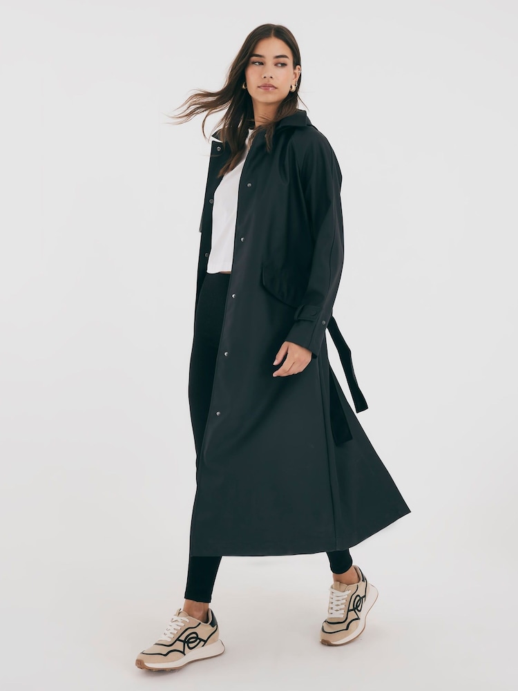 River Island Black Belted Trench Rainmac Jacket - Image 1 of 4