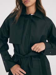 River Island Black Belted Trench Rainmac Jacket - Image 4 of 4