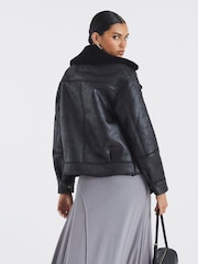 River Island Black Ultimate Aviator Jacket - Image 3 of 4
