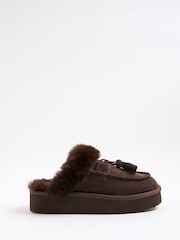 River Island Brown Whipstitch Tassle Slippers - Image 3 of 6
