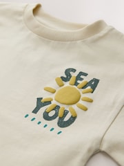 Ecru Sea You At The Beach Short Sleeve Back Print T-Shirt and Shorts Set (3mths-7yrs) - Image 8 of 9