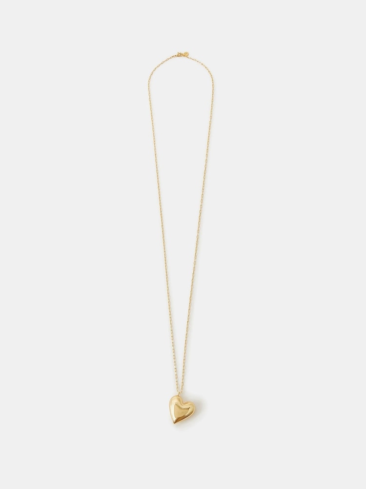 Accessorize Gold Tone 14ct Plated Heart Pendant Necklace - Image 1 of 2 Accessorize Gold Tone 14ct Plated Heart Pendant Necklace - Image 1 of 2